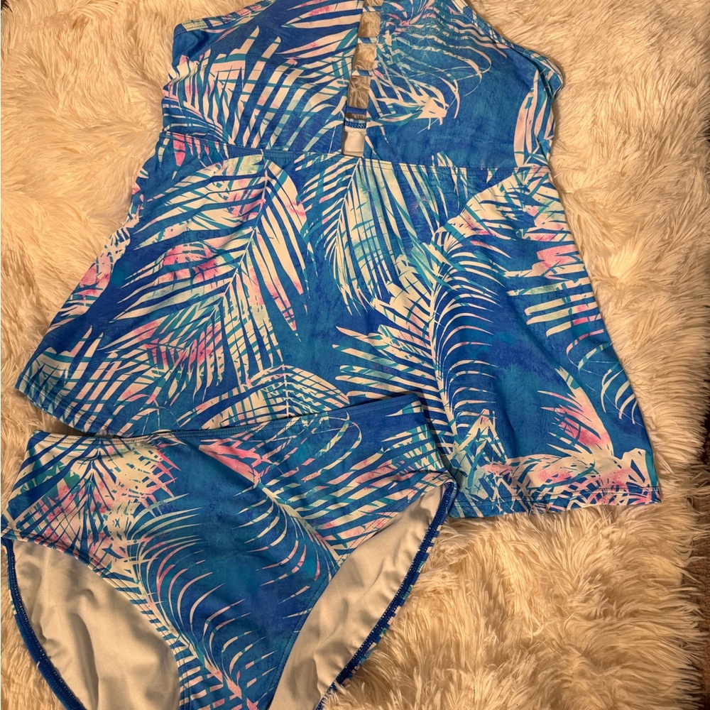Tropical Blue and Pink Bikini Set